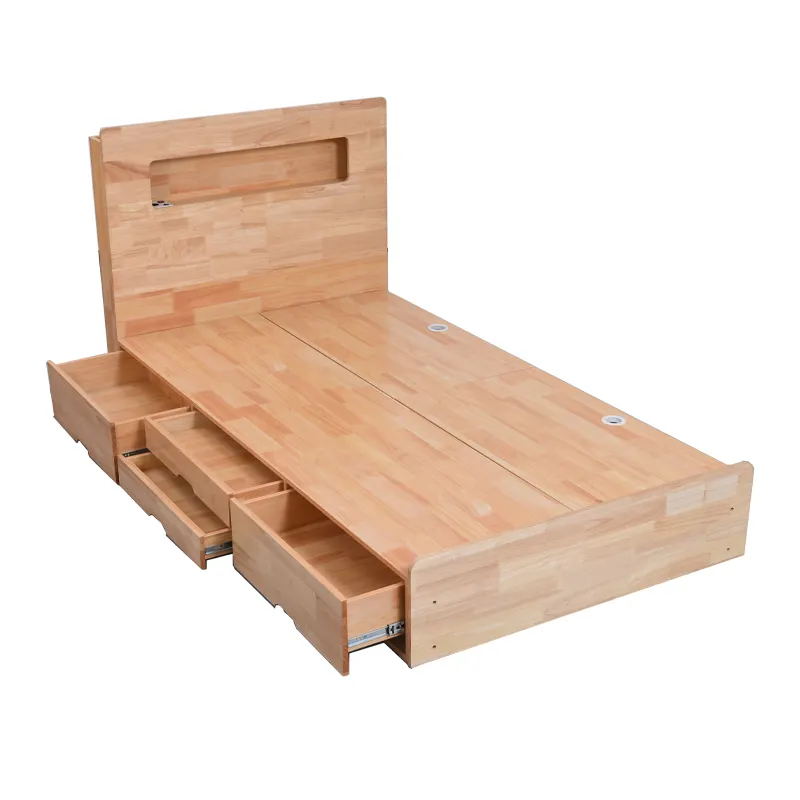 北欧のモダンなスタイルのプラットフォームベッド収納付き1.8 & 1.5メートルの寝室の家具シンプルなベッドフレーム木製ベッド