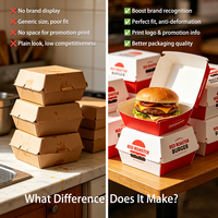 Boîte à hamburger en papier kraft personnalisée, boîte à clapet pour restauration rapide, livraison à emporter, emballage pour restaurant