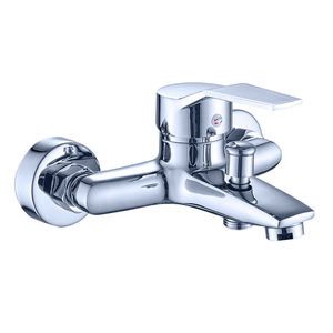 <span class=keywords><strong>Mitigeur</strong></span> de douche thermostatique mural en cuivre chromé poli avec pommeau de douche carré à jet pluie doux et monocommande - Product Image 3