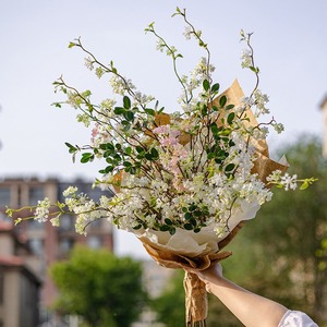 ดอกวิลโลว์ประดิษฐ์ กิ่งยาว สีขาวและชมพู ดอกไม้ผ้าไหมตกแต่งภายในบ้าน สำหรับห้องนั่งเล่น อุปกรณ์ประกอบฉากงานแต่งงาน - Product Image 2