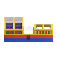 Parcours d'obstacles gonflable géant Wolong 40x10m arc-en-ciel, vente chaude, directement de l'usine, PVC durable, double piste pour la location, capacité supérieure à 500 kg