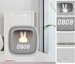 Sveglia Digitale LED Ricaricabile con Luce Notturna, Design Intelligente a Forma di Coniglietto in Materiale ABS, per Camere dei Bambini e Ritorno a Scuola - Product Image 3