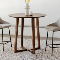 Table à manger/café moderne de style américain en bois massif écologique avec plateau en verre de 23,62/31,49/39,37/47,24 pouces pour meubles de maison