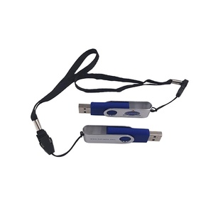 Memoria USB Giratoria Personalizada 3.0/2.0 de Metal + Silicona Azul con Impresión de Logotipo Personalizado, Regalo Promocional Empresarial, Cordón y Caja de Regalo - Product Image 2