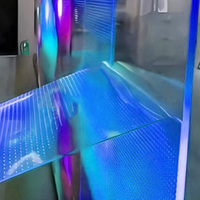 Film LED transparent P10 en cristal, flexible, auto-adhésif, pleine couleur, haute luminosité, lavable, pour vitrine de magasin, métro