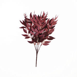 Feuilles de saule artificielles à cinq branches, écologiques, pour Noël, Pâques, mariages, fêtes, décoration intérieure, accessoires de photographie, en soie, vente en gros - Product Image 5