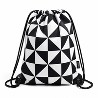 Sac à dos à cordon en polyester imperméable avec logo personnalisé, sac de sport et de gym avec poche latérale zippée pour l'entraînement athlétique