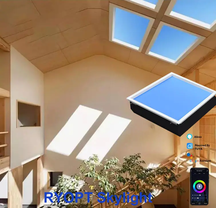 Künstliches blaues Himmels licht 100W Tuya Wifi App 60x60cm Einbau küche Badezimmer Hotel Led Himmel Decken leuchte