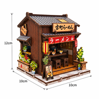 Kits de construction de niches à livres en bois DIY style ramen japonais, modèles de maisons miniatures à assembler en 3D, décoration intérieure, cadeau