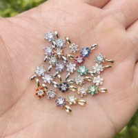 Mini-pendentifs en zircon coloré, 12 pierres de naissance et fleurs de naissance, breloques permanentes pour collier, bijoux DIY
