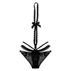 Little Fairy* Culotte Triangle Femme à Nœud, Taille Mi-Basse, Style Dentelle Originale Pure Désir, Col Halter, Culotte Amovible - Product Image 1