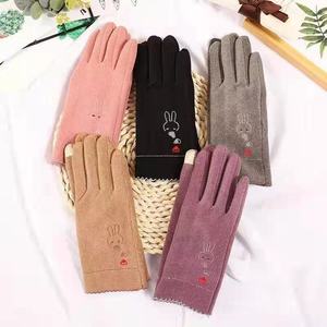 Guantes de invierno para mujer Fulishu, forrados de lana, con pantalla táctil, resistentes al viento, para ciclismo al aire libre, guantes cálidos de cinco dedos para mantener el calor - Product Image 1