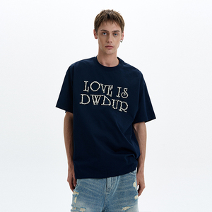 T-shirt pour homme en coton 100% de haute qualité, luxueux, à manches régulières, surdimensionné, tricoté lourd, perlé, personnalisé - Product Image 1