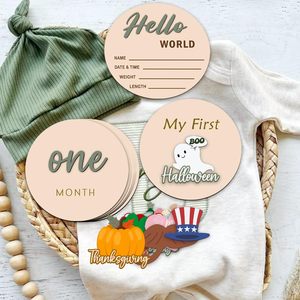 Disques de marquage des étapes mensuelles de bébé, Panneaux de marquage des étapes de bébé pour nouveau-né, Panneau d'annonce de naissance pour bébé de 1 à 12 mois, pour fête prénatale - Product Image 1