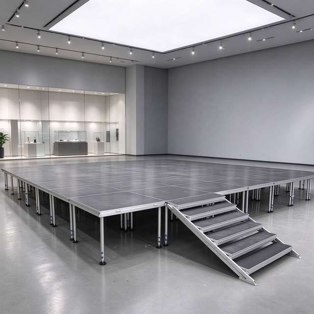 Aluminum Alloy Modular Heavy Duty Foldable Portable Stage with Adjustable Legs Square Design 1000kg Load Capacity