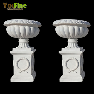 Pots de fleurs en marbre de style moderne pour jardin extérieur en pierre naturelle de grande taille à vendre - Product Image 6
