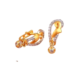 Pendientes Tradicionales de Oro con Diamantes para Mujer, Elegantes Joyas Indias para Bodas - Product Image 3