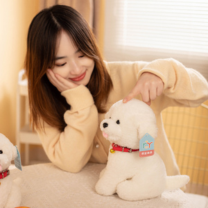 Juguete de Peluche Realista de <span class=keywords><strong>Bichón</strong></span> Frisé, Perro de Peluche Blanco con Collar Rojo, Simulación de Cachorro, Regalo para Niños, Personalizable OEM - Product Image 3