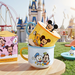 <span class=keywords><strong>Taza</strong></span> de Café de Cerámica con Tapa de Mickey Mouse y Minnie Mouse, Apta para Lavavajillas y Microondas, <span class=keywords><strong>Taza</strong></span> Infantil para Beber, Regalos Promocionales Empresariales - Product Image 1