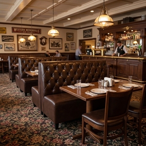 Banquette de restaurant vintage en cuir capitonné Chesterfield pour restaurant américain, bar ou <span class=keywords><strong>pub</strong></span> - Product Image 1