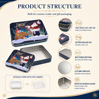 Boîte à biscuits de Noël personnalisée avec couvercle, 115x85x22mm, emballage métallique rectangulaire pour biscuits, cadeaux de boulangerie
