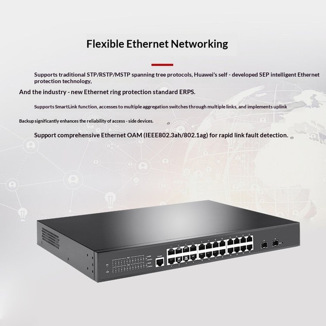 POE Switch Full Gigabit RJ45 24/16/8 GE Ports 2 Optical Ports Layer 2 Managed 52Gbps Capacity VLAN Support Network Management