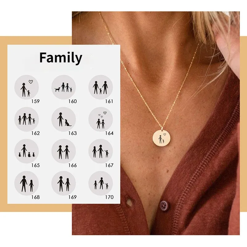 Custom Family Series Choker Necklace women 316L Stainless Steel Memory Necklace for Mom Minimalist Necklace Jewelry