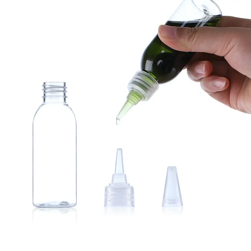 पीईटी पारदर्शी दौर खाद्य ग्रेड प्लास्टिक निचोड़ सॉस की बोतल के साथ मोड़ टोपी