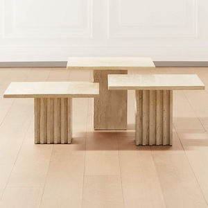 الجداول الحجر منحوتة قاعدة متميزة على بيع الايطالية قمة منضدة من الرخام رمى الحجر الجيري الروماني حجر الترافرتين طاولة القهوة - Product Image 3