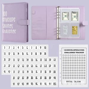 Venta al por mayor personalizado 100 ahorro de dinero organizador sobre desafío Finanzas planificador carpeta Cuadernos de cuero PU - Product Image 5