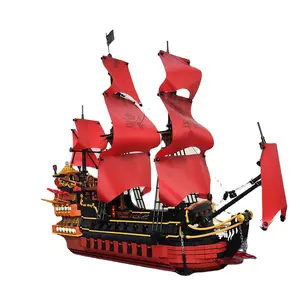 Ý Tưởng Chuyên Gia Sáng Tạo Tàu Cướp Biển Nữ Hoàng Anne 'S Revenge Tàu Cướp Biển Caribbeans DK6002 3694 Chiếc Moc Gạch Mô Hình Khối Xây Dựng