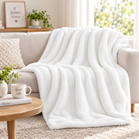 Plaid en microfibre polyester Minky blanc pour sublimation, 37x45 pouces, imprimé sur mesure, couverture douillette pour canapé, lit et voyage