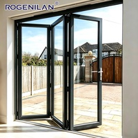 Puerta Plegable de Triple Vidrio con Aislamiento Térmico Rogenilan, Puertas Corredizas Retráctiles de Aluminio Tipo Acordeón para Patio Exterior
