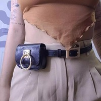 Mode dames ceinture avec petit porte-monnaie Punk ceinture en cuir PU avec Mini sac accessoires pour robes en jean