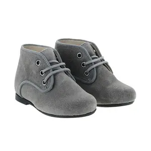 Choozii नई डिजाइन ग्रे साबर चमड़े फीता टखने जूते बच्चों जूते