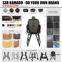 SEB KAMADO 16 Zoll Keramik-Kamado: Tragbarer Outdoor-Holzkohlegrill mit integriertem Grill für Außenküchen