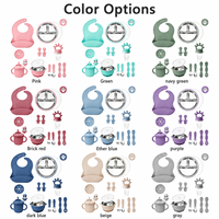 Ensemble de 12 pièces pour l'alimentation des bébés en silicone sans BPA et acier inoxydable avec bol à ventouse, assiette, tasse, distributeur de fruits et ustensiles