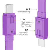 Cables de Carga Rápida de 240 W con Flexión de 180 Grados, Cable Adaptador Plano FPC Tipo C a USB C para Transferencia de Datos y Video para Teléfonos Inteligentes