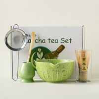 5 pièces en gros personnalisé bambou fouet bol en céramique Matcha fouet Kit ensemble thé outils Matcha cadeau ensemble emballage fouet ensemble accessoires