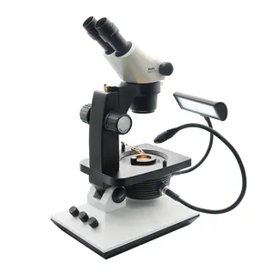 寓言双目宝石显微镜FGM-R6S-171 10w照明模式光学摆臂7.5-50倍卤素和发光二极管灯双目/双镜头
