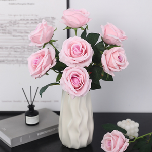 Rose artificielle à tige unique en tissu floqué, grande taille, pour décoration murale florale de mariage, hôtel, aménagement paysager, Saint-Valentin, fausse rose - Product Image 3