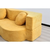 Canapé-lit Chesterfield moderne et portable, orange, rembourré en tissu avec rembourrage en mousse, dossier confortable, extensible, pour salon