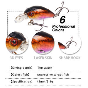 Señuelo Minnow 4.5cm/3.8g Rocker Pequeño y Grueso de Material ABS, Cebo Duro con Anzuelos para Barbel Blanco y Lubina de <span class=keywords><strong>Boca</strong></span> <span class=keywords><strong>Grande</strong></span>, Aparejos de Pesca - Product Image 3