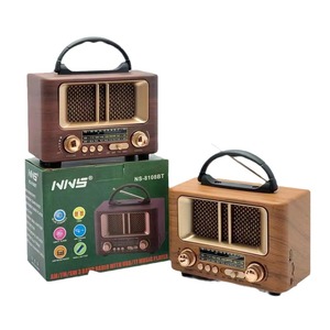 Redwingy NS-8108BT <span class=keywords><strong>Vintage</strong></span> <span class=keywords><strong>autoradio</strong></span> Portable en bois haut-parleur extérieur tourne-disque lecteur avec carte Tf fonction TWS Am Fm Radio - Product Image 1