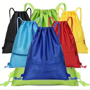 Polyester Eco-friendly <b>Drawstring</b> <b>Backpack</b> with Waterproof Zipper Pocket Beach & Gym Use for Men and Women - Product Image 1