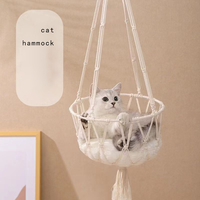 Panier d'intérieur confortable et écologique pour animaux de compagnie suspendu chat balançoire lit tissé corde chat hamac amovible été bambou tente boîte pour animaux de compagnie