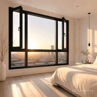 Ventana de Balcón de Aluminio con Doble Acristalamiento, Diseño Simple, Marco Ultra Delgado, Personalizada, Ventanas Abatibles para Casa