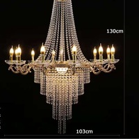 Lustre en acrylique doré à 12 têtes avec cristaux, luminaire suspendu pour décoration de mariage, lampe de plafond, décoration de plafond de mariage, lustre suspendu