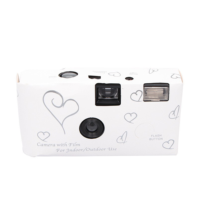 Cheap One Time Use Camera White Cover 35mm Vintage Mini Disposable Camera with Film for Wedding Guest