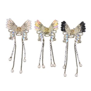 Pinzas de Pelo Metálicas Retro, Pinza de Aleación con Forma de Tiburón con Perlas y Diamantes de Imitación para Mujer, Accesorio para el Cabello para Bodas - Product Image 5